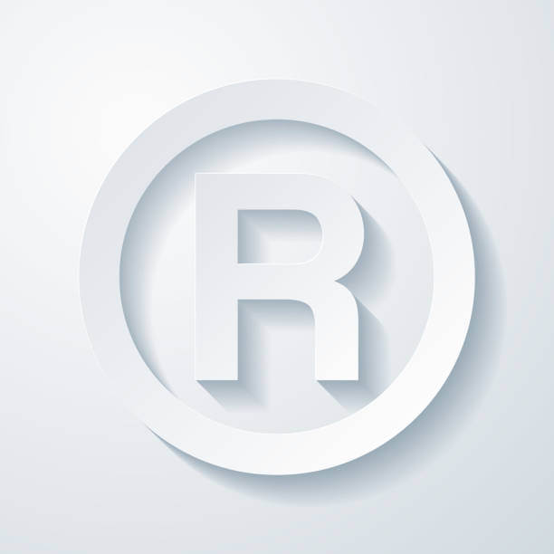 Icon of "Registered trademark" with a realistic paper cut effect isolated on white background. Trendy paper cutout effect. Vector Illustration (EPS10, well layered and grouped). Easy to edit, manipulate, resize or colorize. Vector and Jpeg file of different sizes.